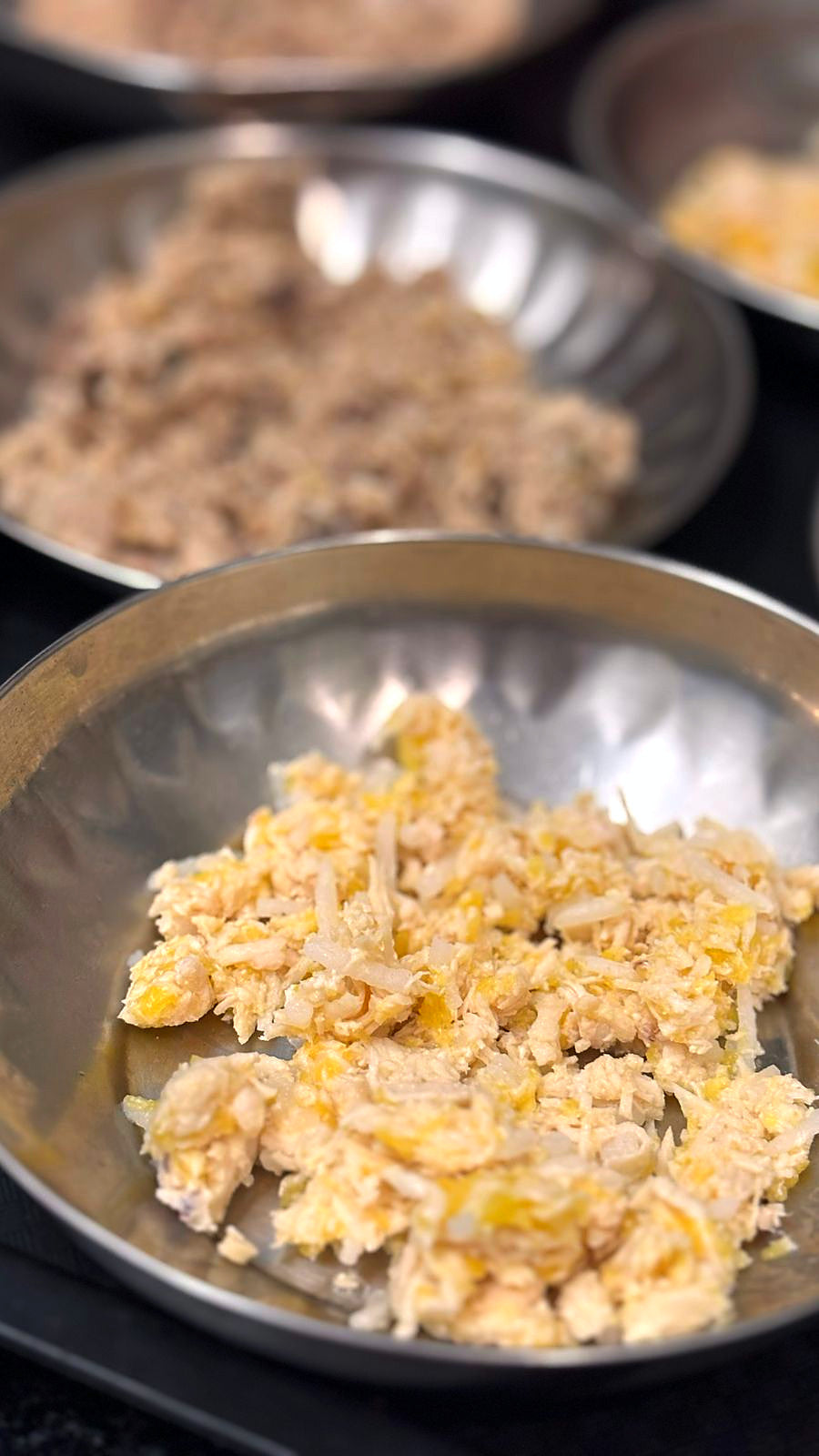 A freshly cooked meal in a steel bowl